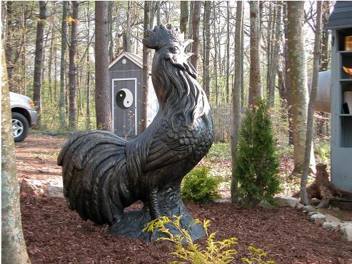 7-foot cast iron rooster